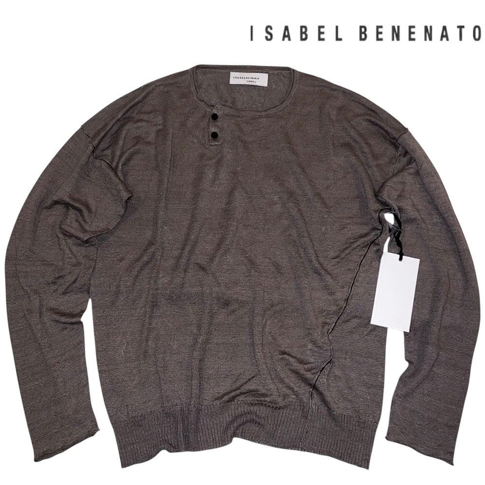 9万 新品 ISABEL BENENATO ITALY 麻 ヘンリー ニット KH