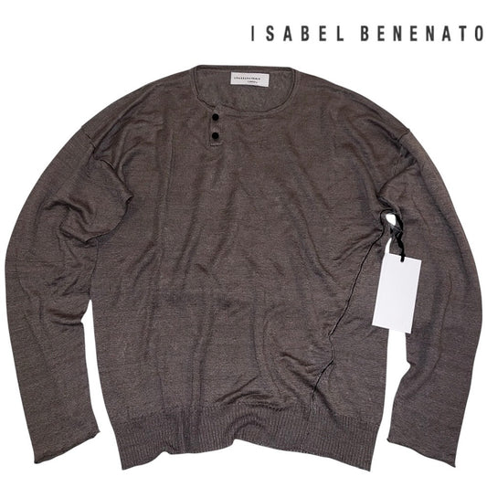 9万 新品 ISABEL BENENATO ITALY 麻 ヘンリー ニット KH