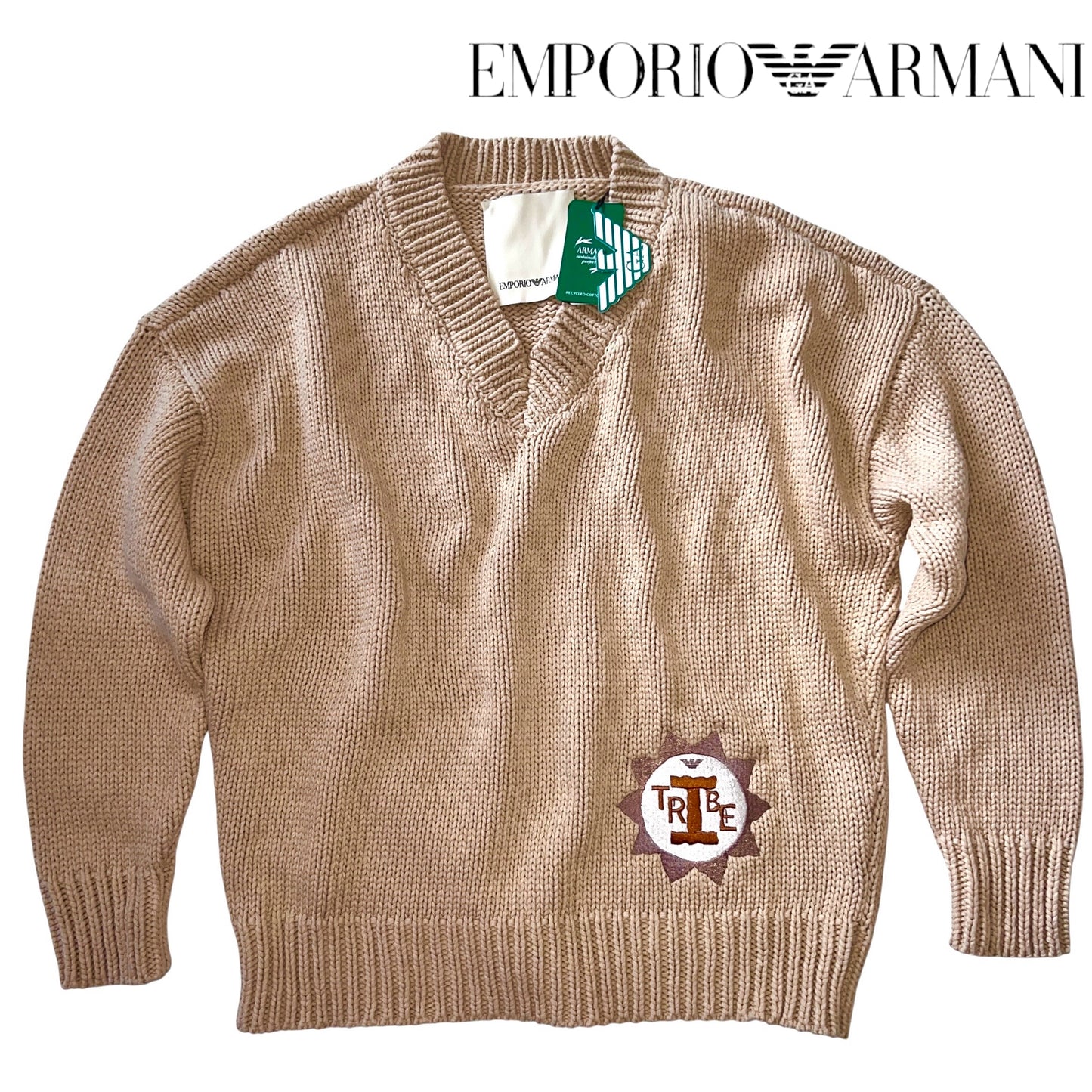RRP$850 [new] EMPORIO ARMANI Low-gauge Knit beige XL