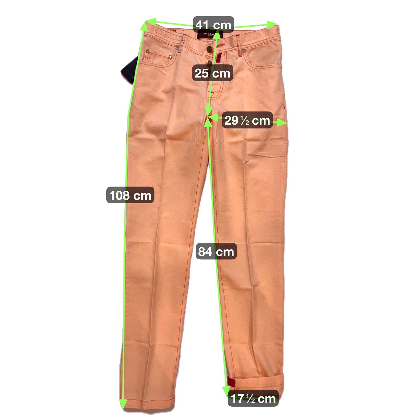 19万 新品 Kiton 総手縫い ダンガリー オレンジ デニム パンツ 32