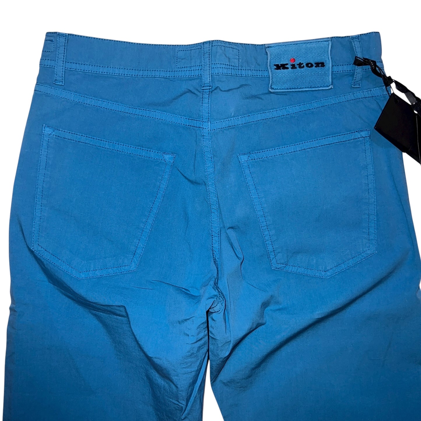 19万 新品 Kiton 総手縫い ブルーペトロレウム 5ポケット パンツ 32