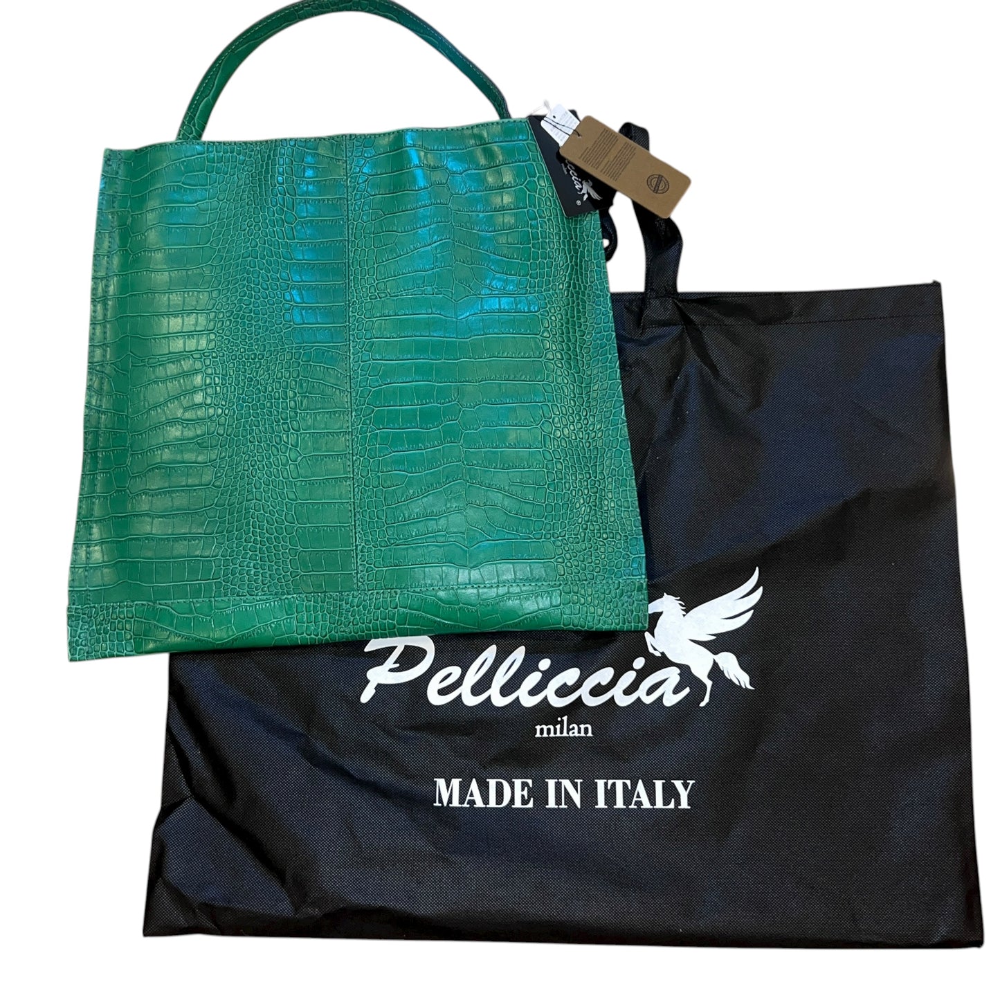 RRP$700 [new] Pelliccia milan Italy Shoulder bag Leather Crocodile emboss