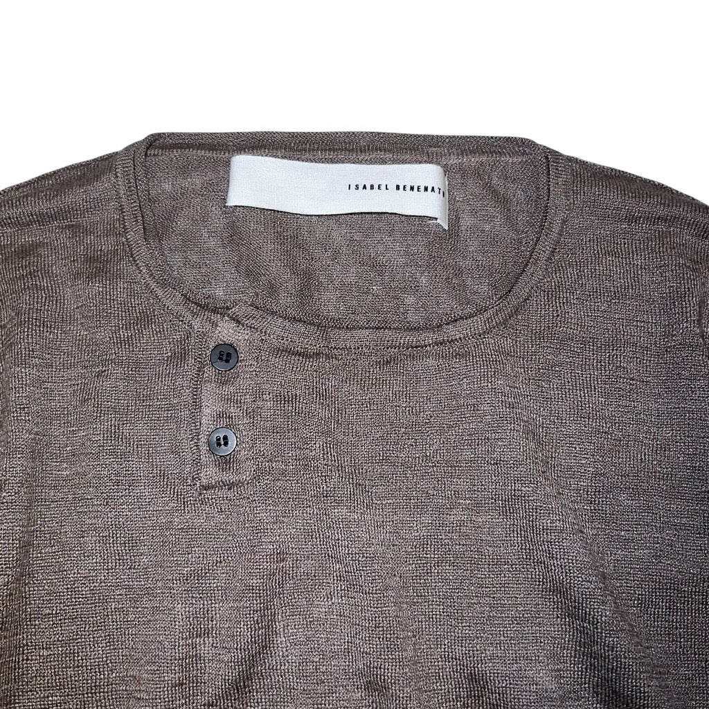 9万 新品 ISABEL BENENATO ITALY 麻 ヘンリー ニット KH