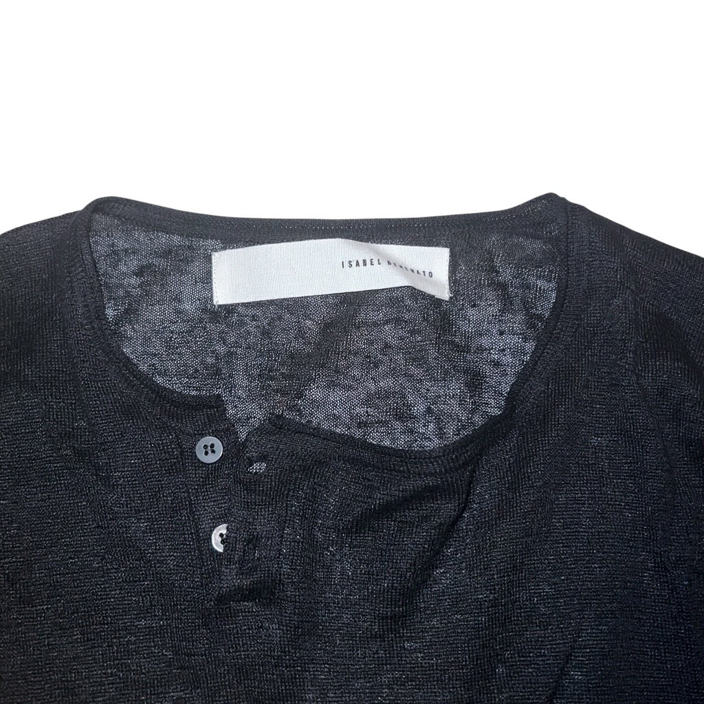 9万 新品 ISABEL BENENATO ITALY 麻 ヘンリー ニット 黒