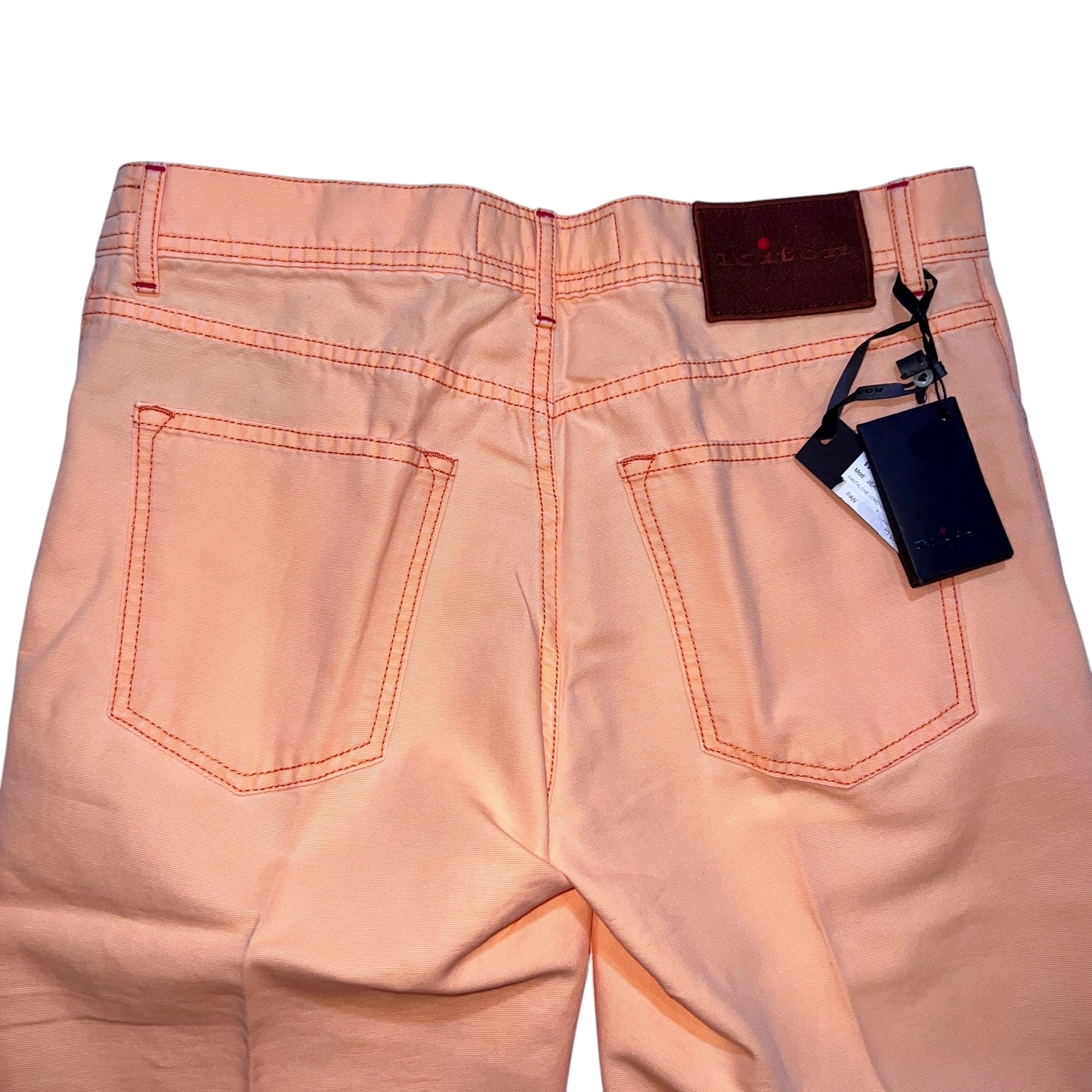 19万 新品 Kiton 総手縫い ダンガリー オレンジ デニム パンツ 32