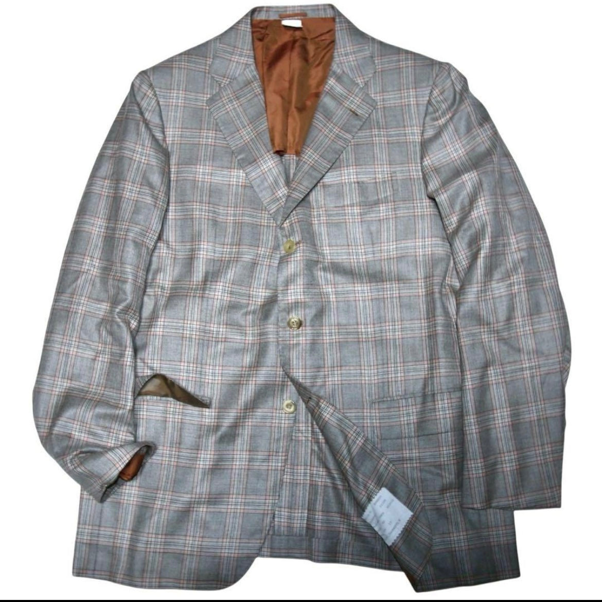 RRP$12810 [new] Kiton Cashmere93% Silk7% Jacket gray/pink