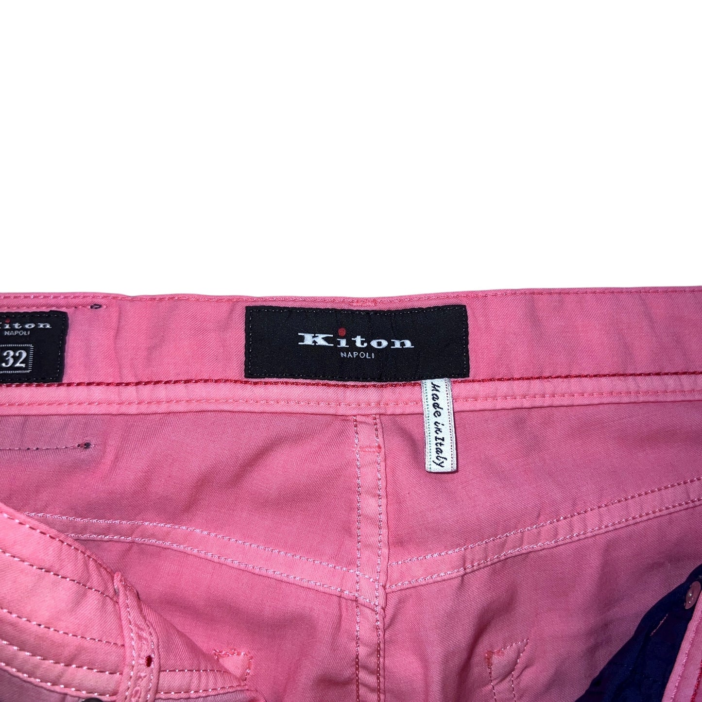 27万 新品 Kiton 総手縫い ウール100% ピンク 5ポケット パンツ 32