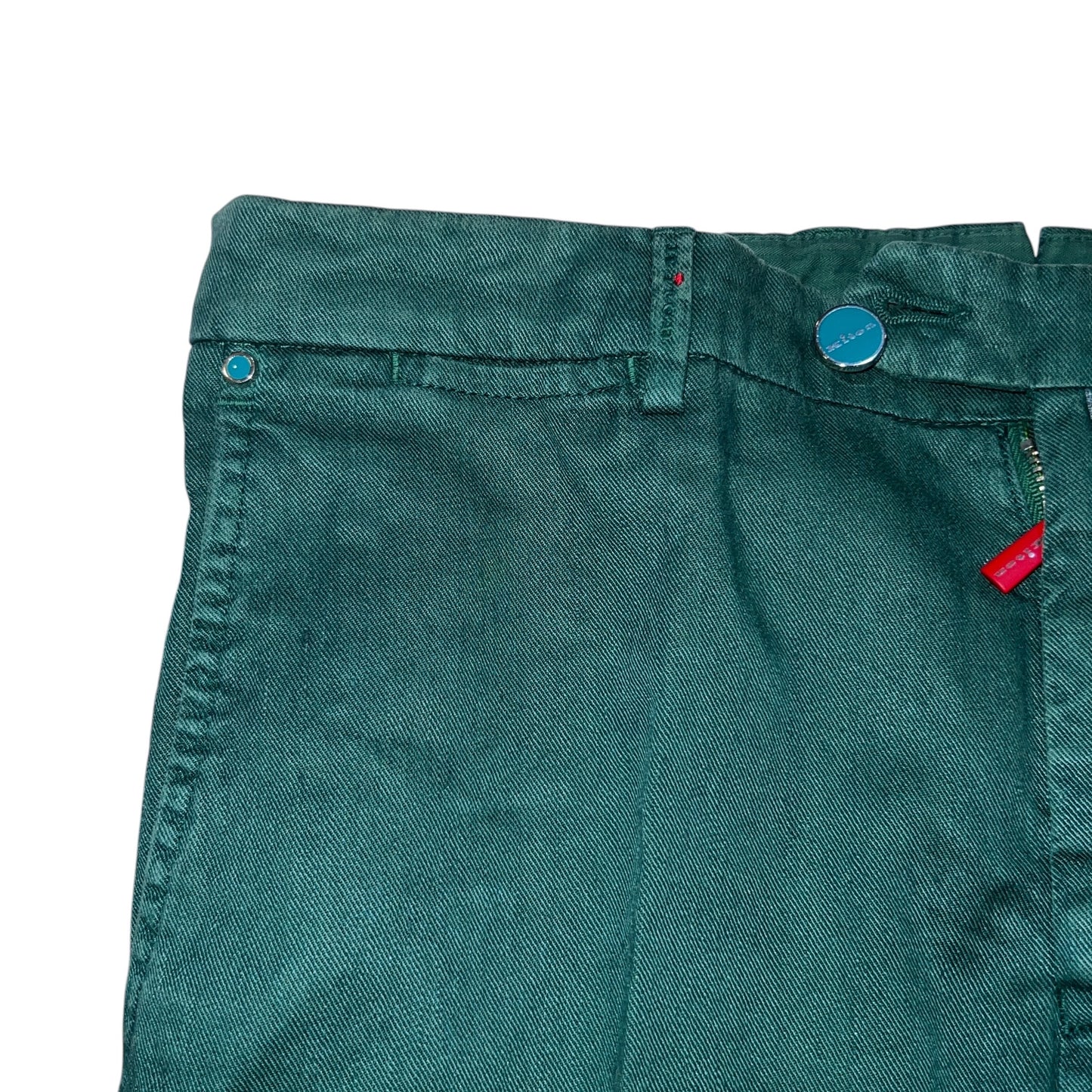 27万 新品 Kiton 総手縫い グリーン コットンリネン 5ポケット パンツ