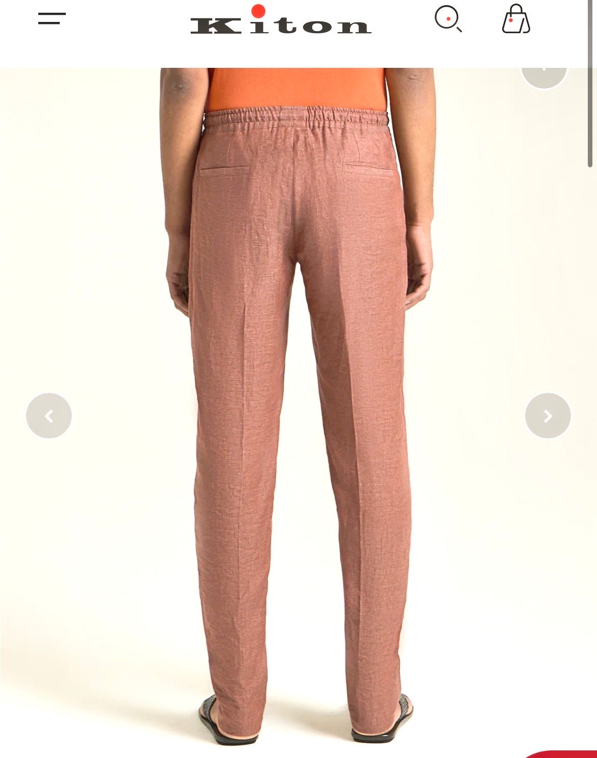 20万 新品 Kiton 総手縫い コーラルピンク 5ポケット パンツ 32