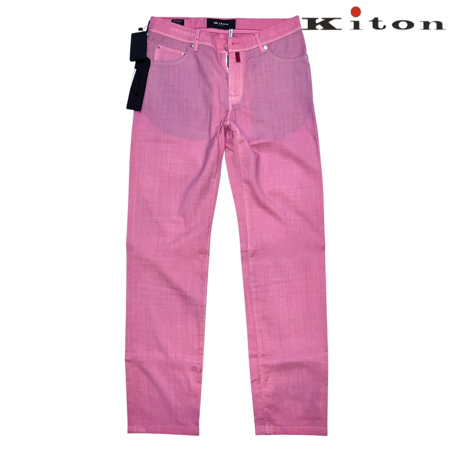 27万 新品 Kiton 総手縫い ウール100% ピンク 5ポケット パンツ 32