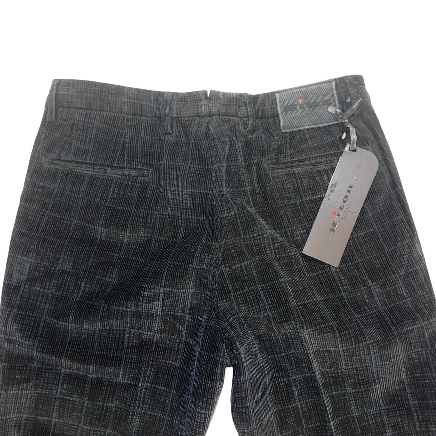 22万 新品 Kiton 総手縫い コーデュロイ パンツ 黒グレー 32