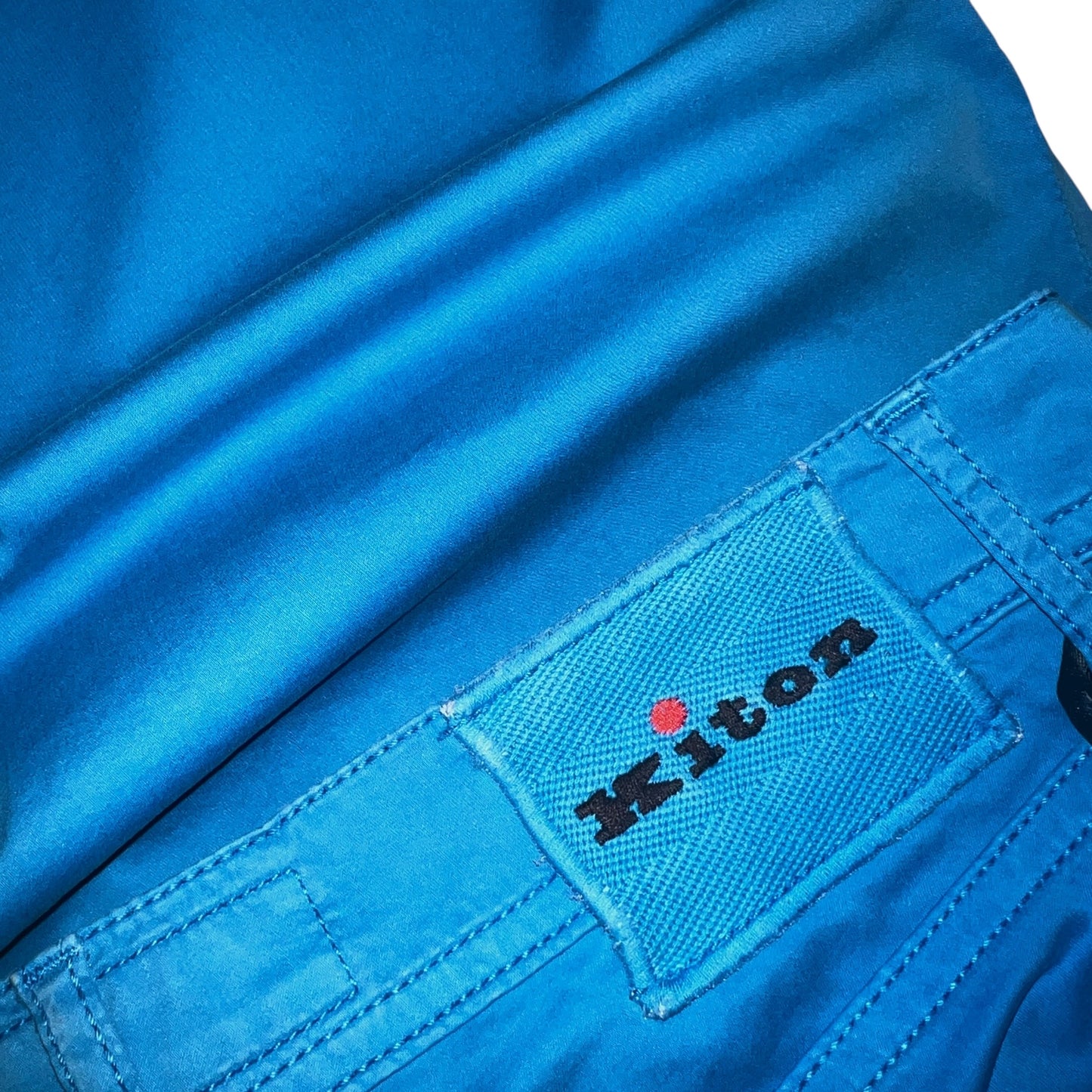 19万 新品 Kiton 総手縫い スカイブルー 5ポケット パンツ 32