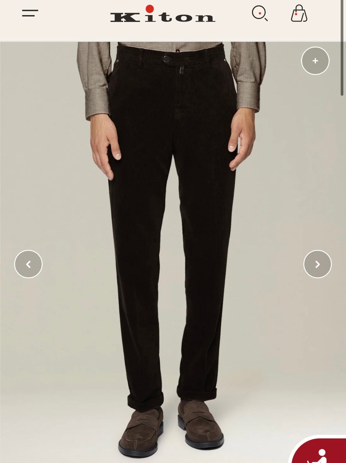 21万 新品 Kiton 総手縫い 細コーデュロイ 5ポケット パンツ 青 32