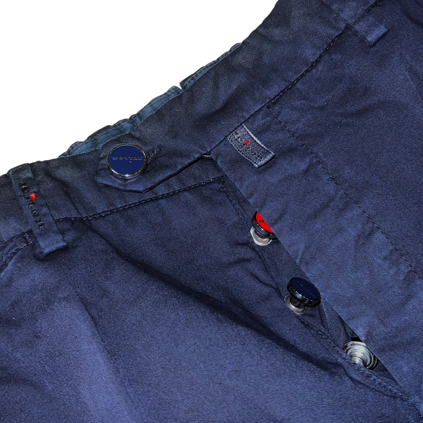 19万 新品 Kiton 総手縫い 洗い ダークブルー チノ パンツ 32
