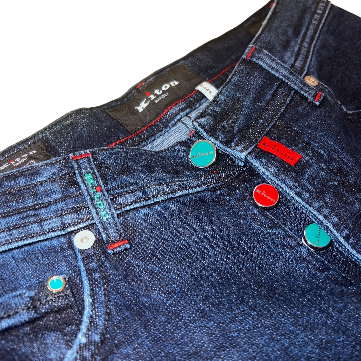 18万 新品 Kiton 総手縫い インディゴ デニム パンツ 30
