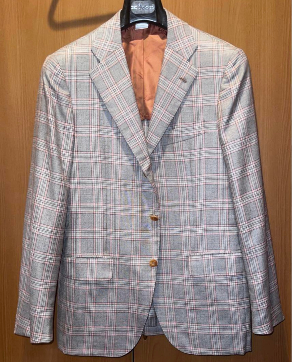RRP$12810 [new] Kiton Cashmere93% Silk7% Jacket gray/pink
