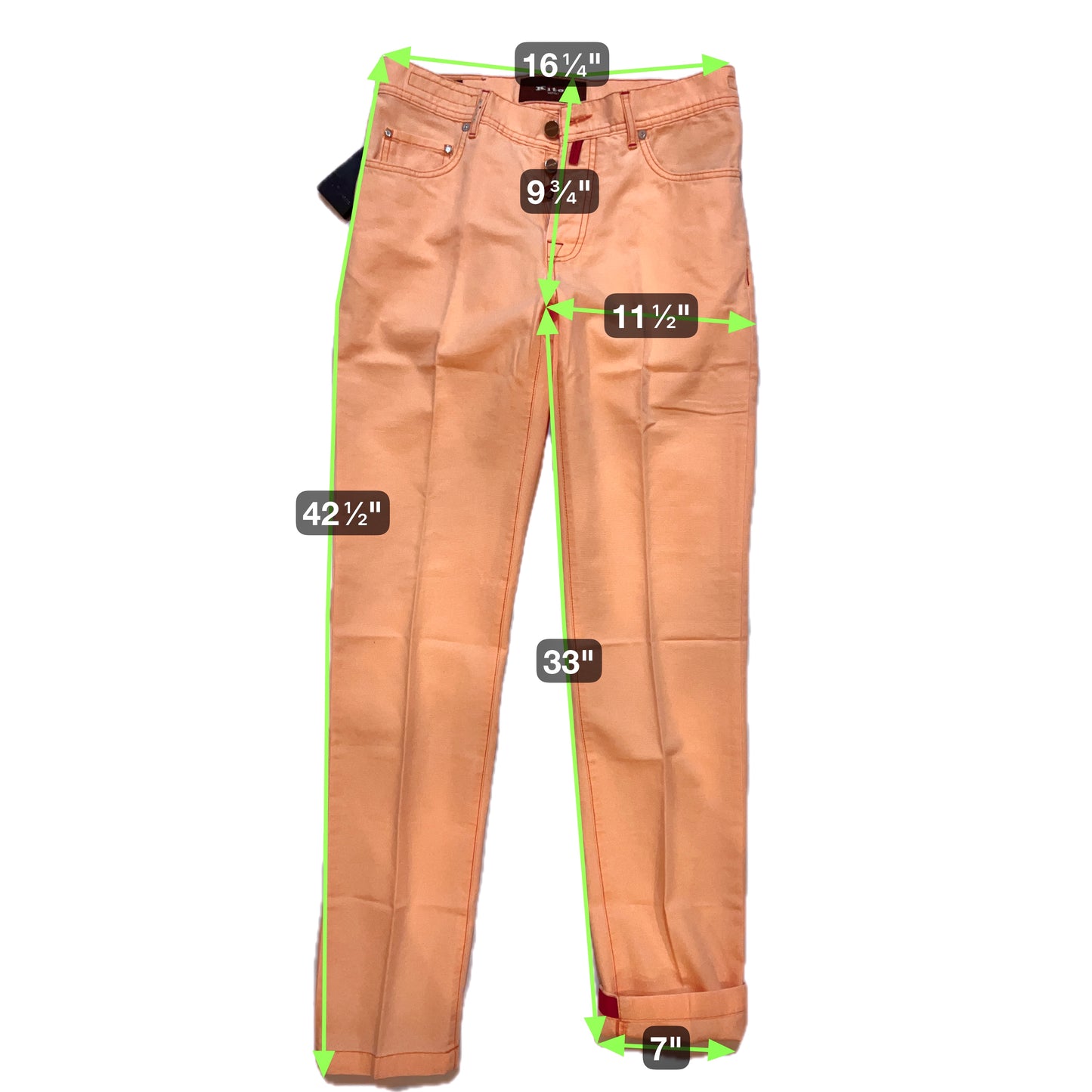 19万 新品 Kiton 総手縫い ダンガリー オレンジ デニム パンツ 32