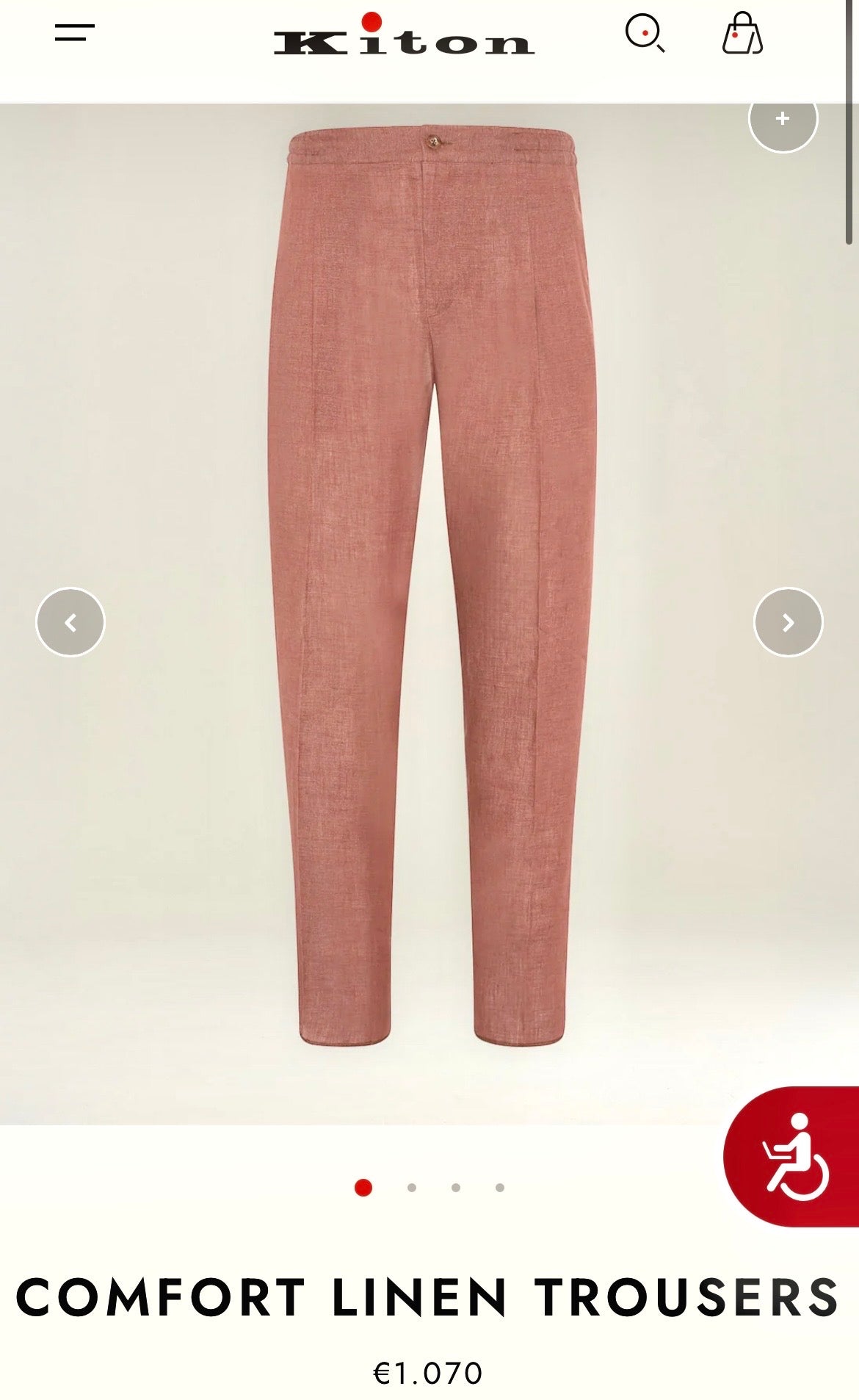 20万 新品 Kiton 総手縫い コーラルピンク 5ポケット パンツ 32