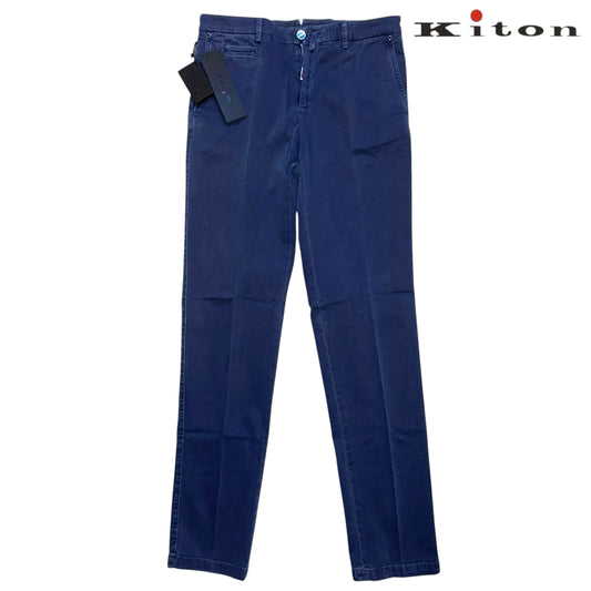 28万 新品 Kiton 総手縫い カシミア 暗ブルー スラックス パンツ 32