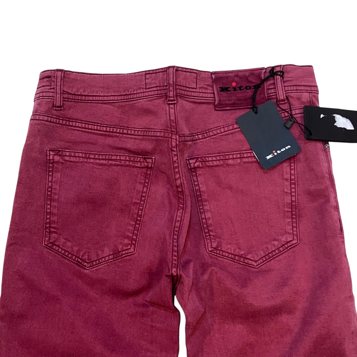 RRP$1450[new] Kiton Lyocell cotton Washed wine red pants 31