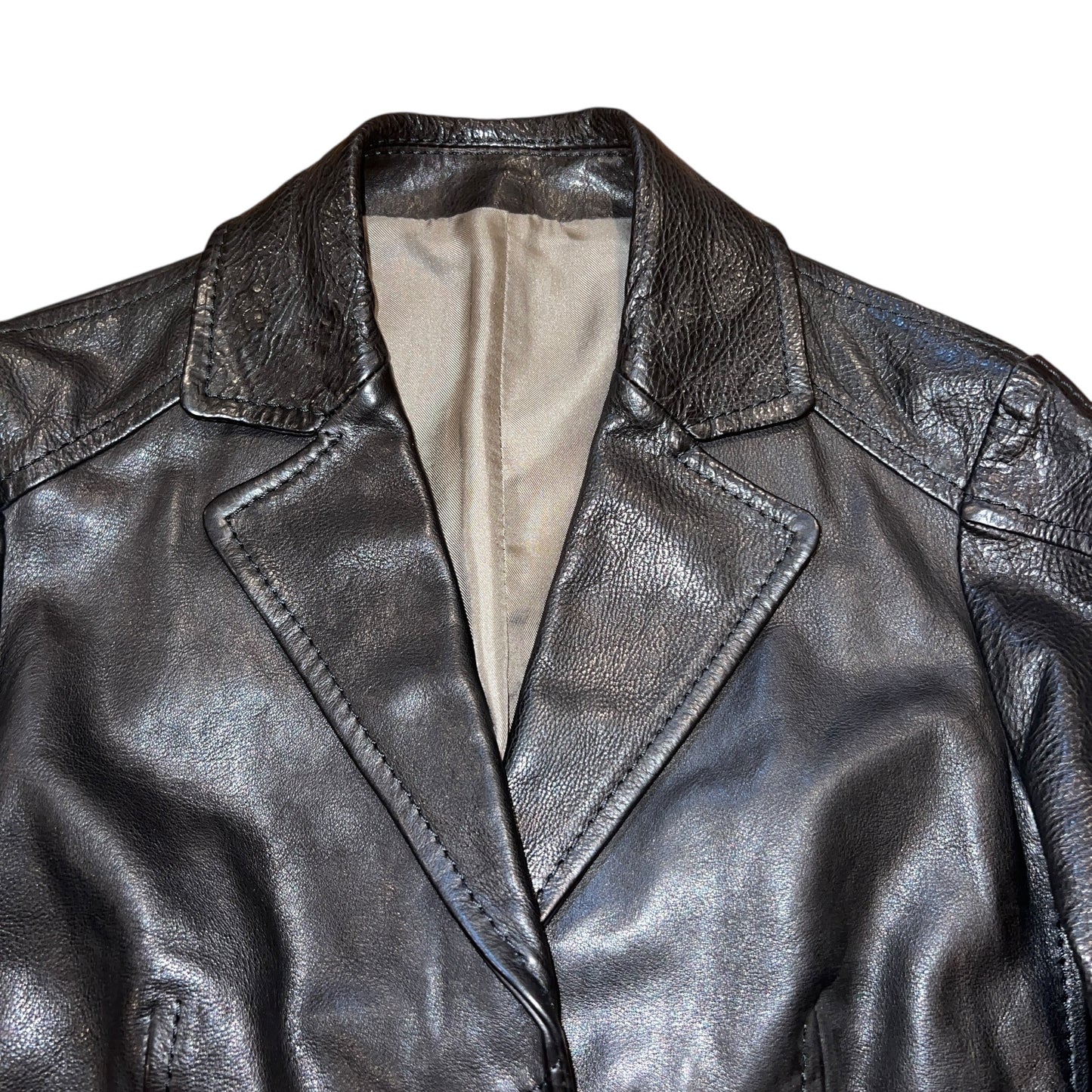 RRP$11000 Kiton Italy Leather Tailor Jacket Black 38