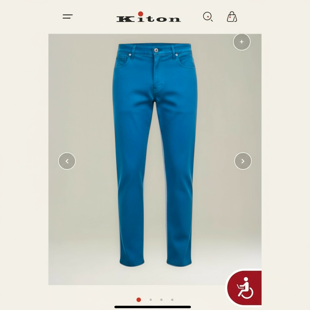 19万 新品 Kiton 総手縫い ブルーペトロレウム 5ポケット パンツ 32