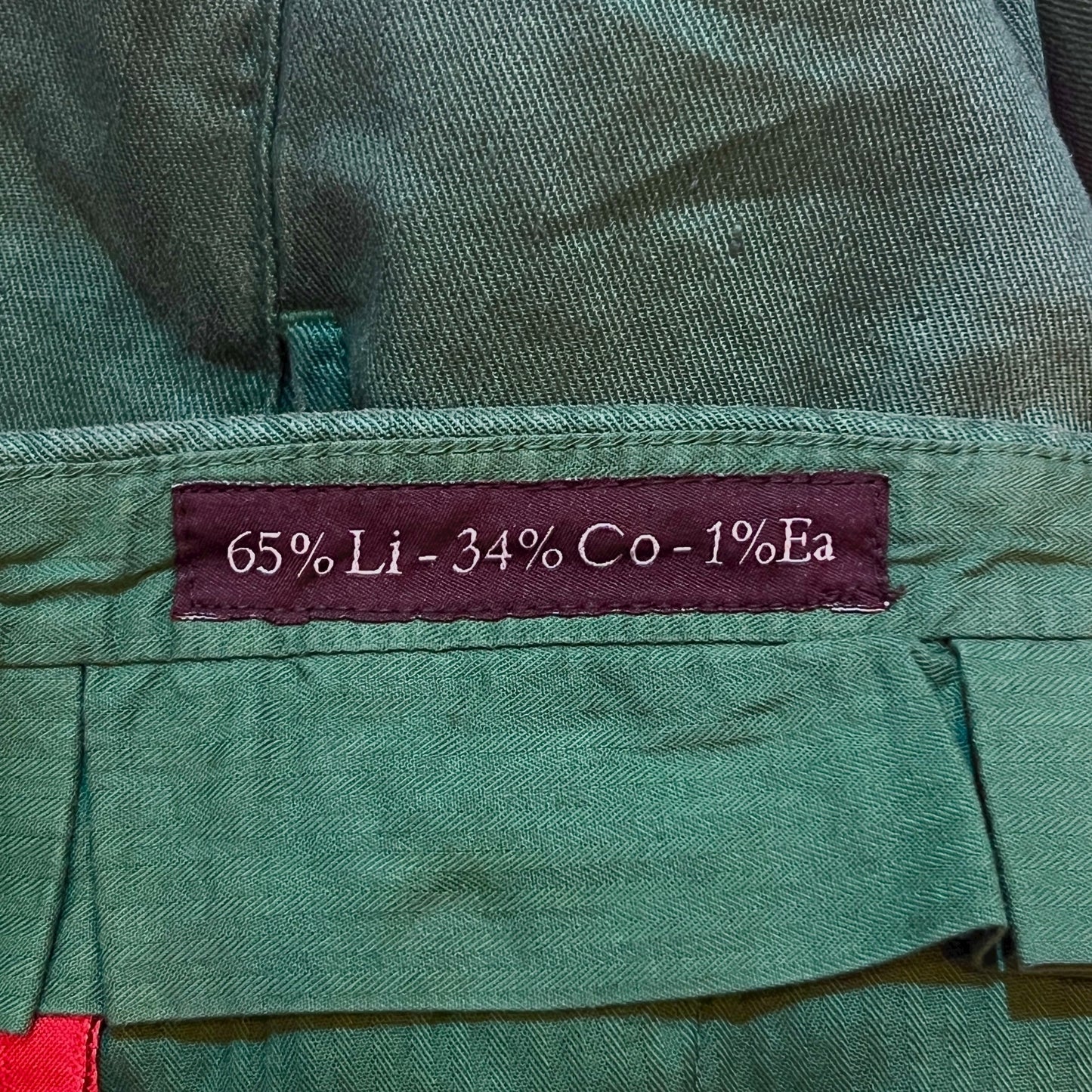 27万 新品 Kiton 総手縫い グリーン コットンリネン 5ポケット パンツ