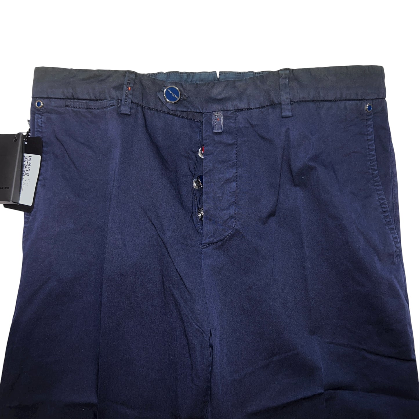 19万 新品 Kiton 総手縫い 洗い ダークブルー チノ パンツ 32
