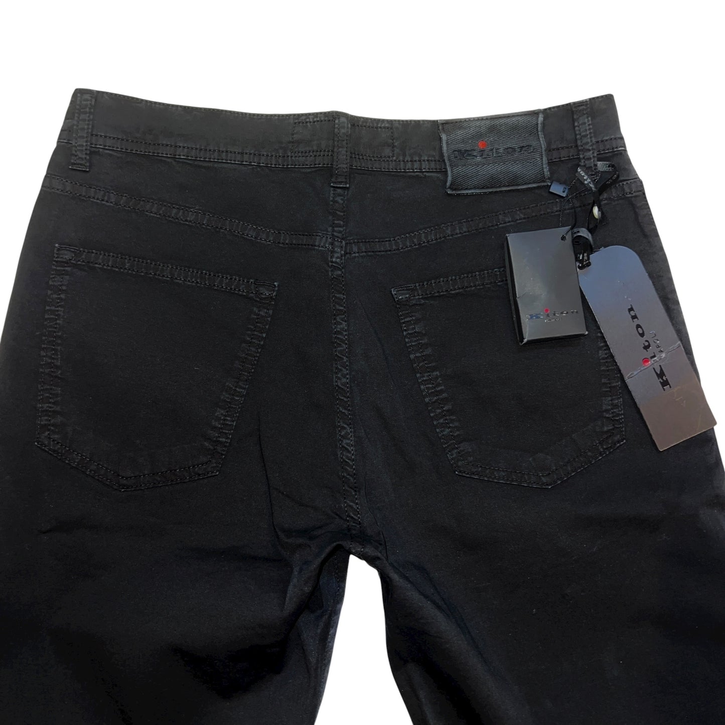 19万 新品 Kiton 総手縫い ワンウォッシュ ブラック パンツ 32