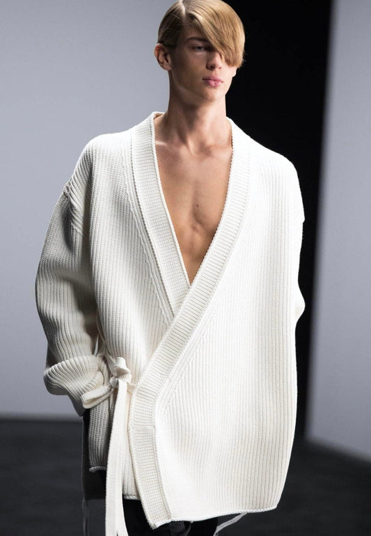 RRP$2100[new] DUNHIL Samue Kimono Low gauge Knit jacket White