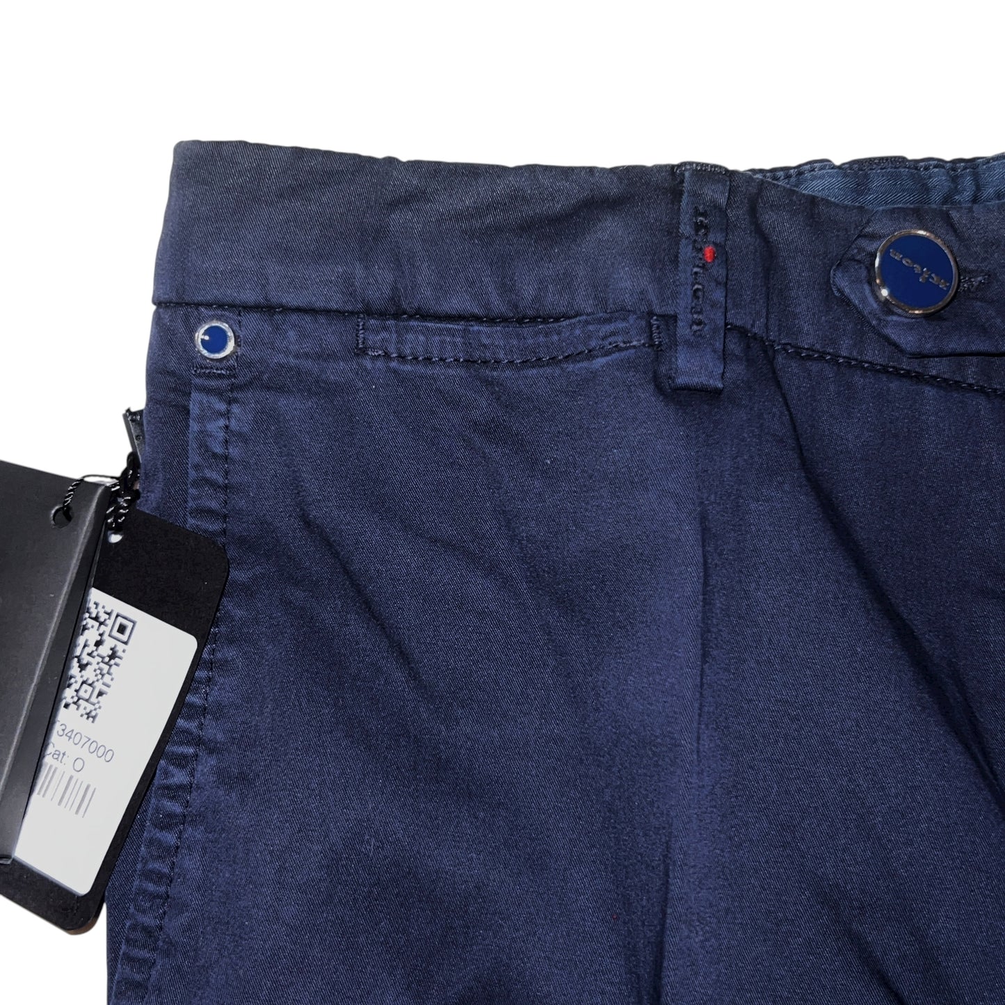 19万 新品 Kiton 総手縫い 洗い ダークブルー チノ パンツ 32