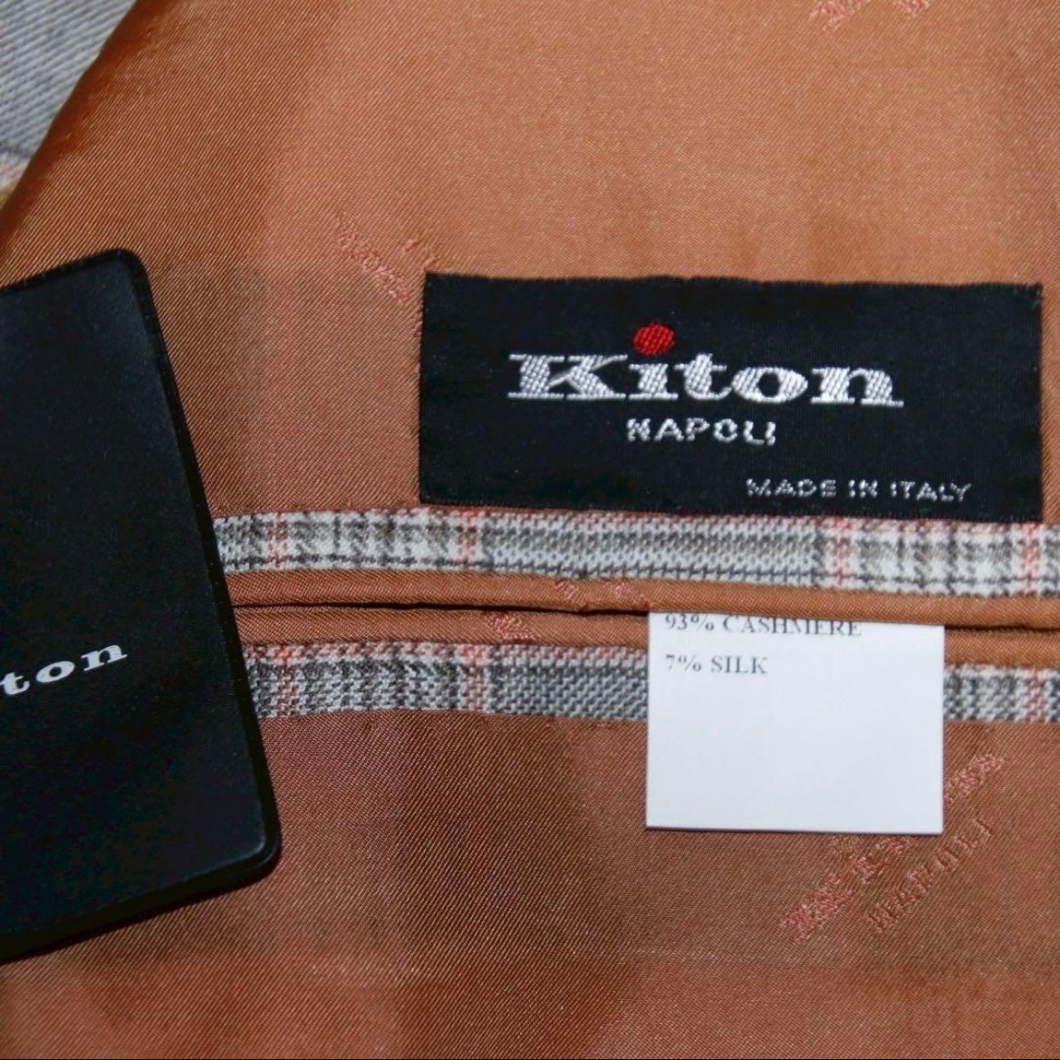 RRP$12810 [new] Kiton Cashmere93% Silk7% Jacket gray/pink