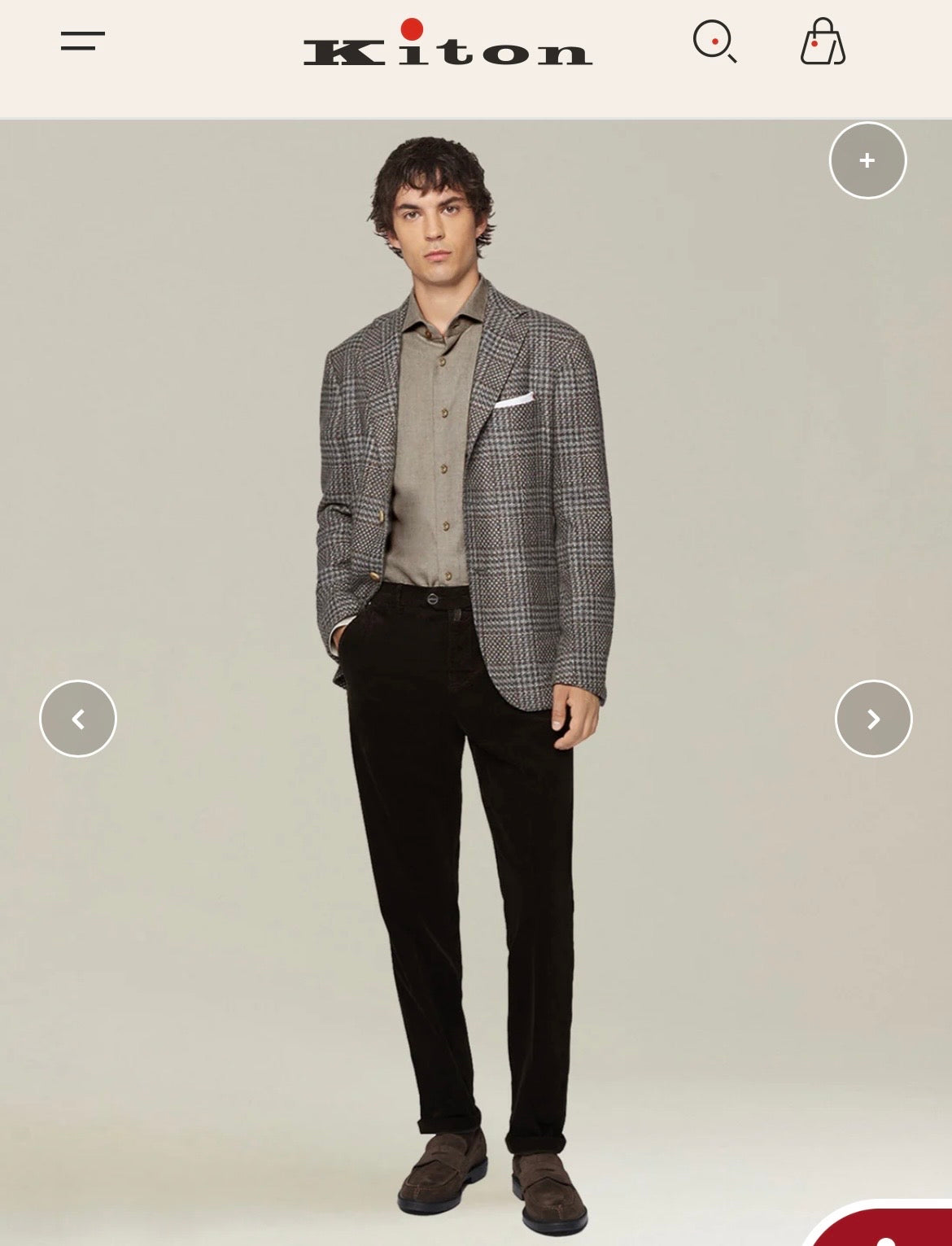 22万 新品 Kiton 総手縫い コーデュロイ パンツ 黒グレー 32