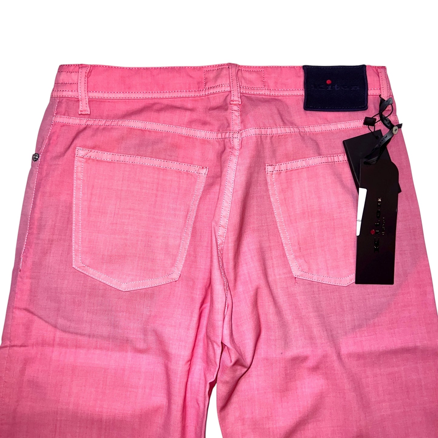 27万 新品 Kiton 総手縫い ウール100% ピンク 5ポケット パンツ 32