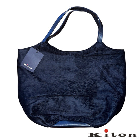 31万 新品 Kiton キートン【ピュアカシミア100%】レザー バッグ 黒