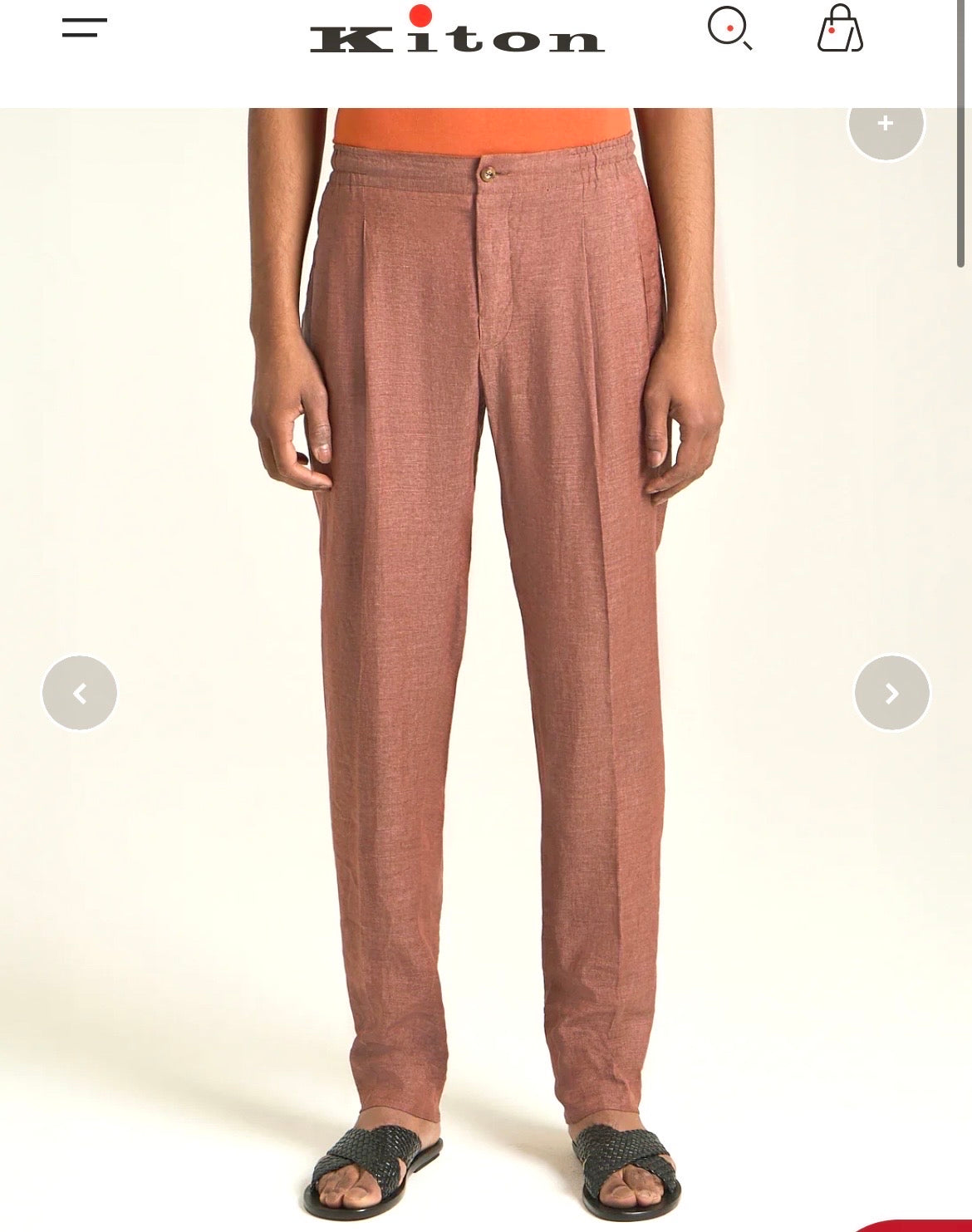 20万 新品 Kiton 総手縫い コーラルピンク 5ポケット パンツ 32