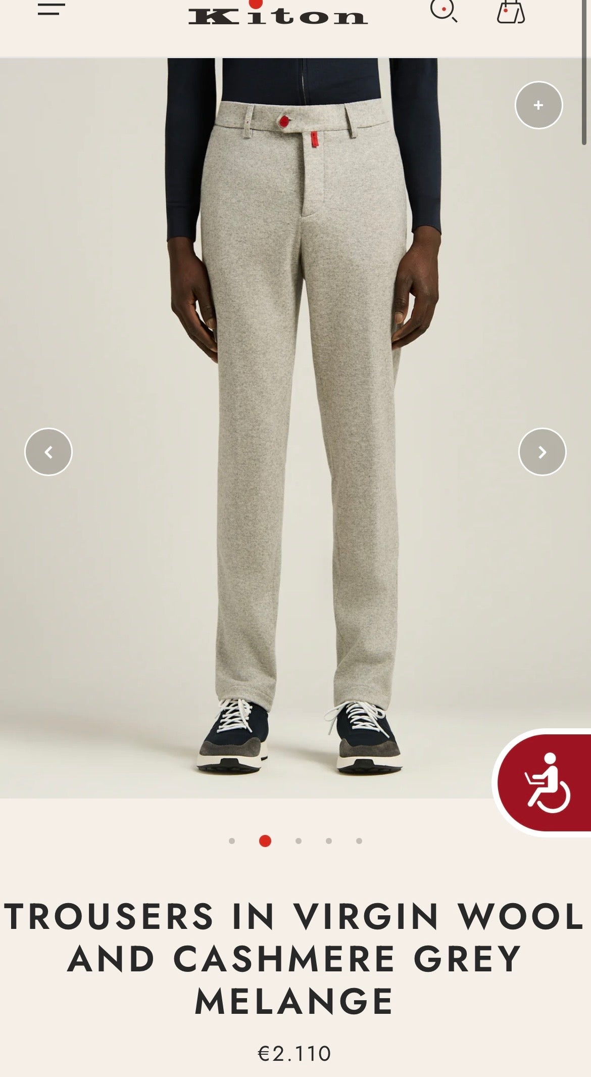 RRP$4600 70万 [new] Kiton 13.2μ wool pants 46 gray