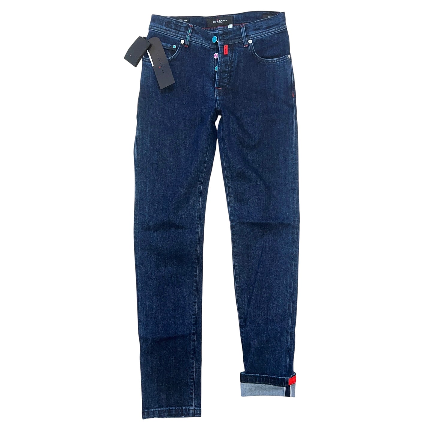 18万 新品 Kiton 総手縫い インディゴ デニム パンツ 30