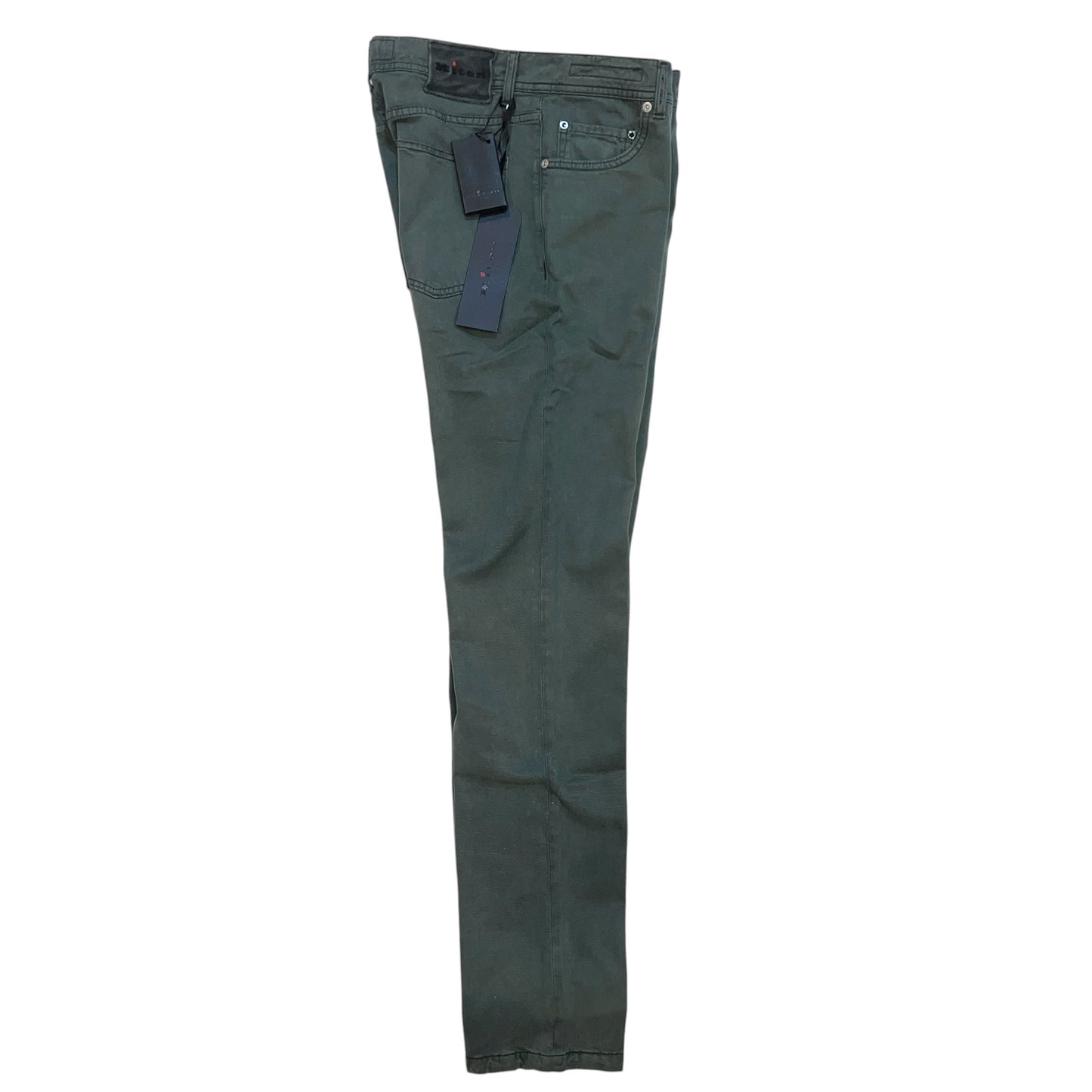 19万 新品 Kiton 総手縫い グリーングレー リヨセル 5ポケット パンツ