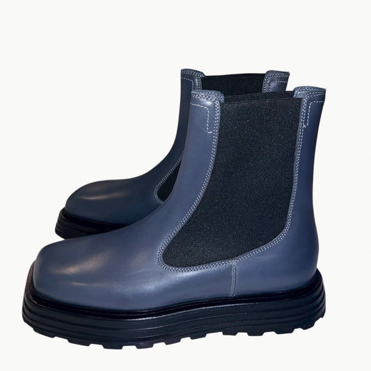 45万 新品◆JIL SANDER◆スクエアトゥ◇サイドゴアブーツ◇紺グレー