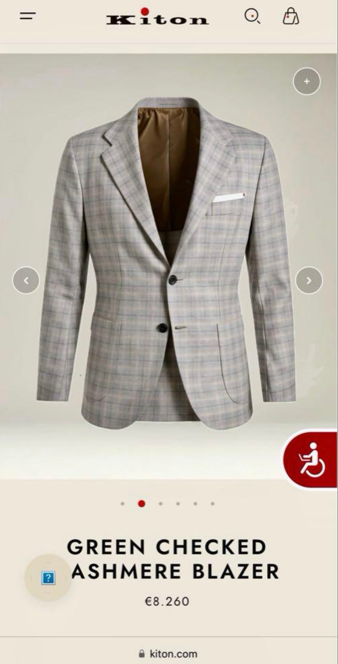 RRP$12810 [new] Kiton Cashmere93% Silk7% Jacket gray/pink