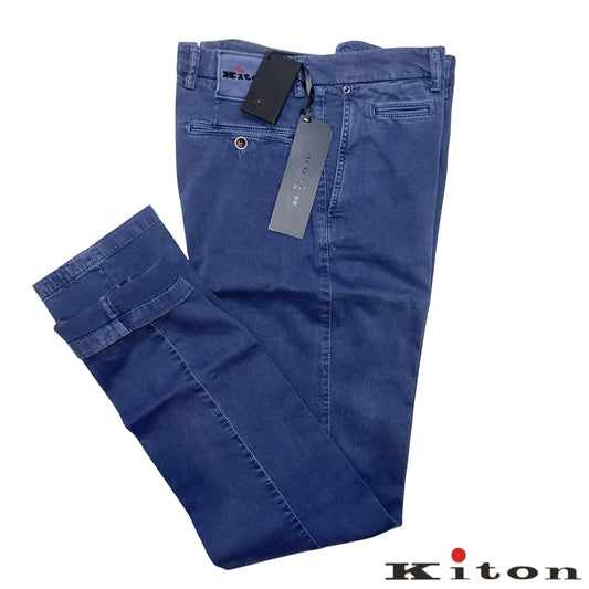 23万 新品 Kiton 総手縫い カシミア ウォッシュドブルー パンツ 32