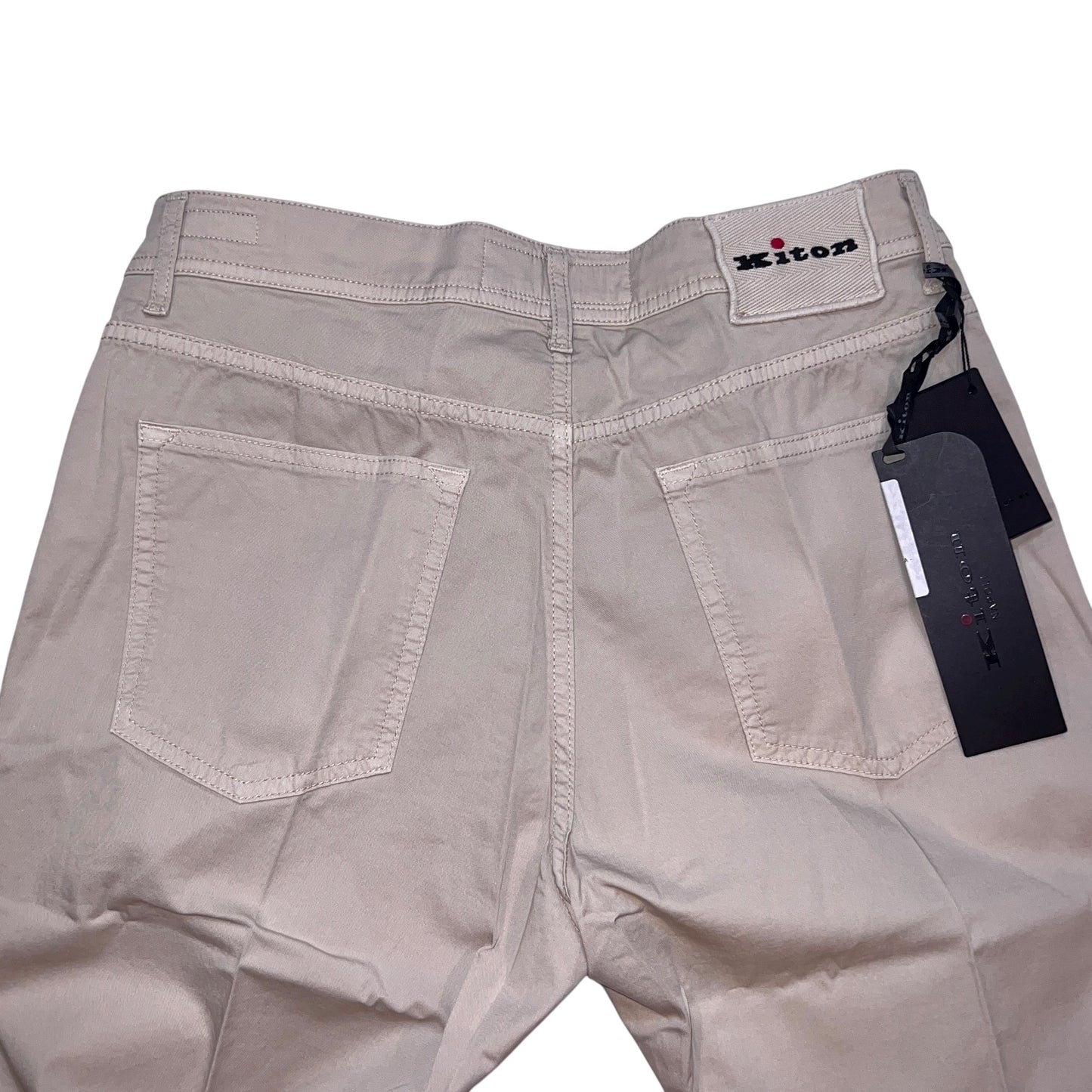 19万 新品 Kiton 総手縫い ウォッシュド グレージュ パンツ 32