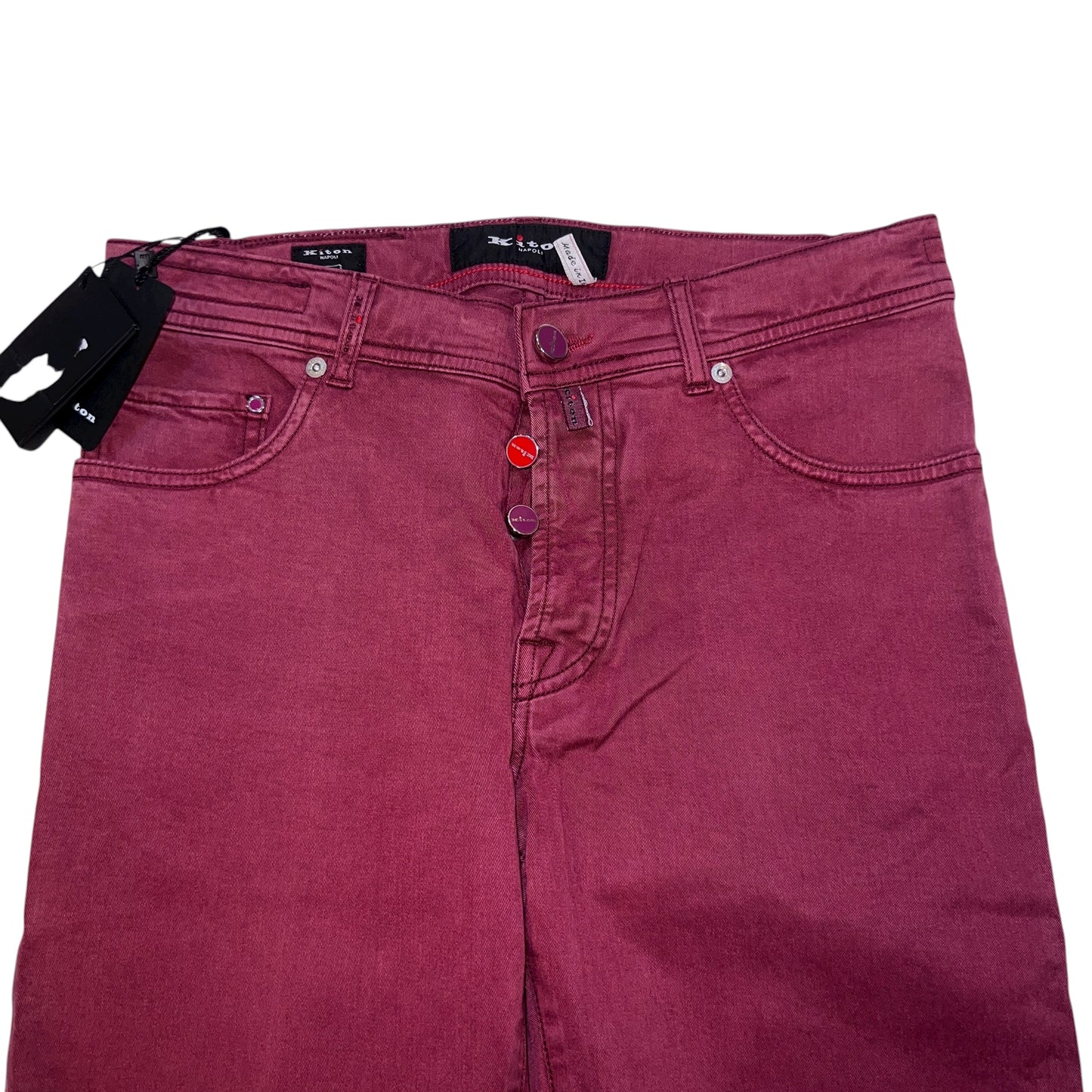 RRP$1450[new] Kiton Lyocell cotton Washed wine red pants 31