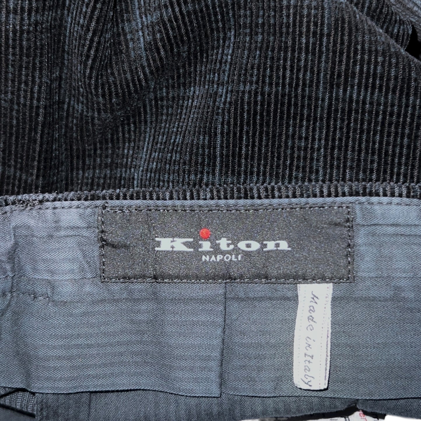 22万 新品 Kiton 総手縫い コーデュロイ パンツ 黒グレー 32
