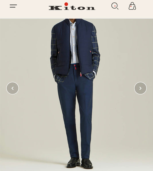 19万 新品 Kiton 総手縫い 洗い ダークブルー チノ パンツ 32