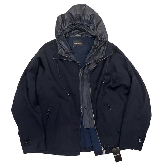 21万 新品 E.ARMANI バージンウール100% 異素材 ウインドブルゾン