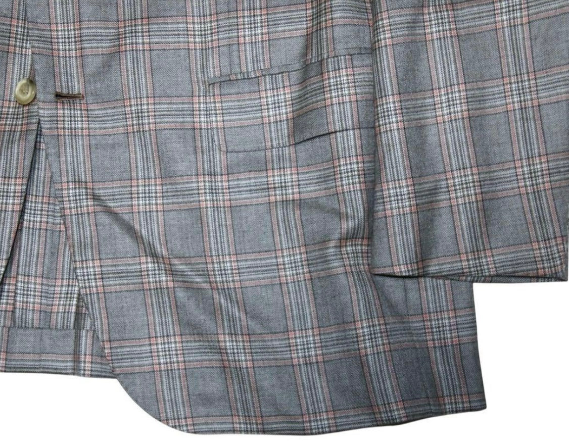 RRP$12810 [new] Kiton Cashmere93% Silk7% Jacket gray/pink