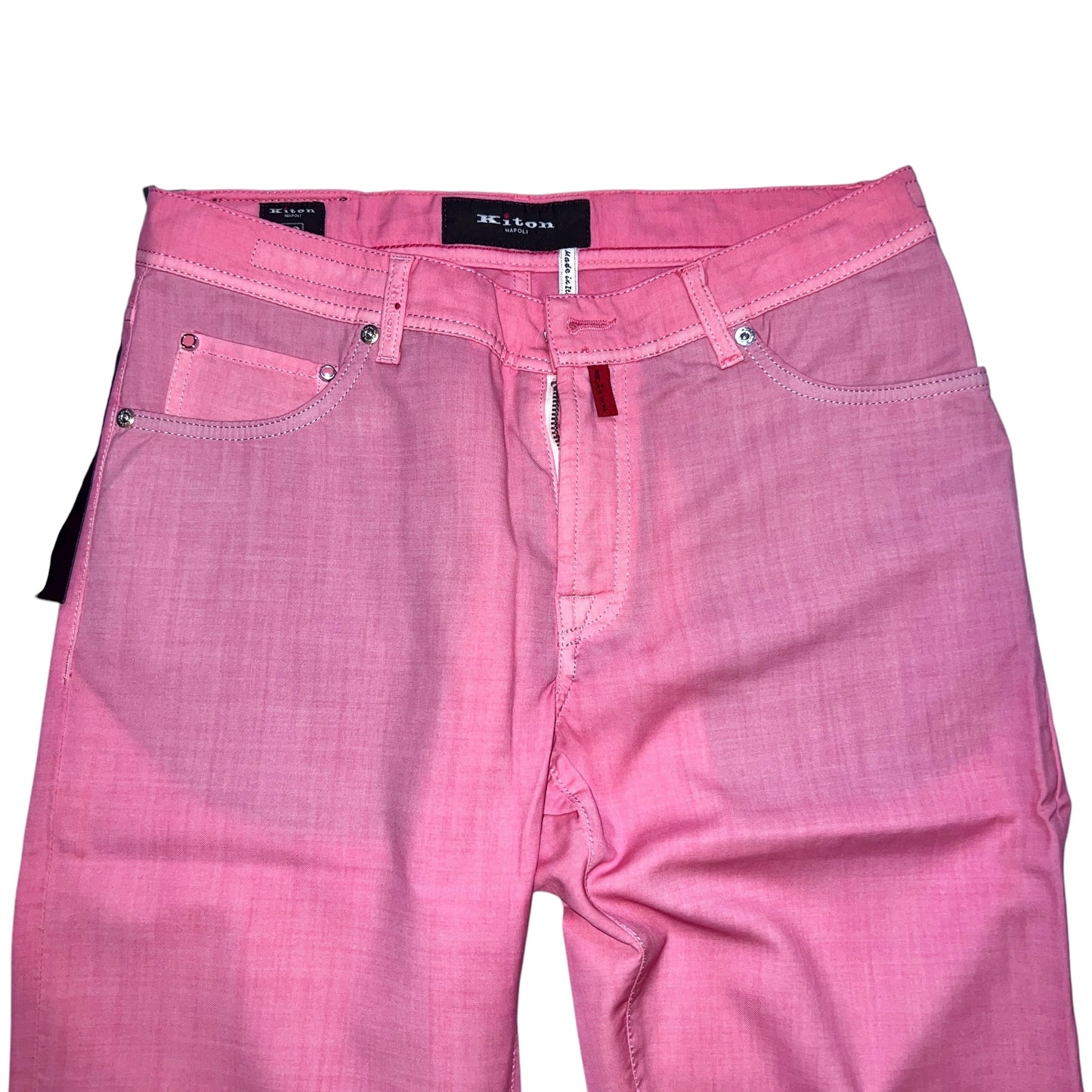 27万 新品 Kiton 総手縫い ウール100% ピンク 5ポケット パンツ 32