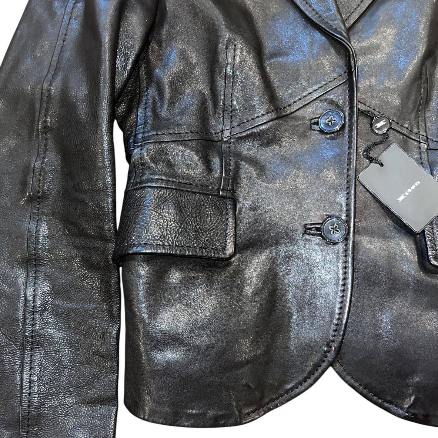 RRP$11000 Kiton Italy Leather Tailor Jacket Black 38